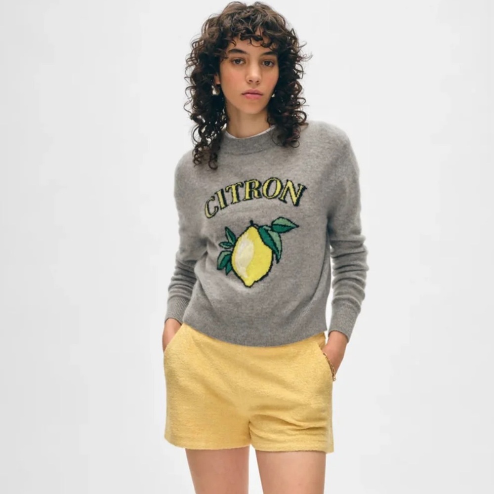 White + Warren Cashmere Citron Crewneck || Grey Heather Combo || XS || NWT - Picture 2 of 4